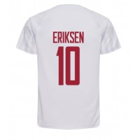 Camiseta Dinamarca Christian Eriksen #10 Segunda Equipación Replica Mundial 2022 mangas cortas